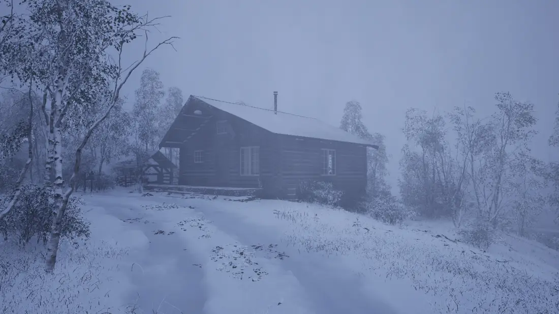 Way of the Hunter 2 cabin in a snowstorm, three separate snow bugs remain on the known issues list